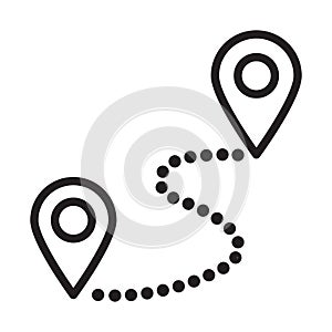 Route, location, pin, path fully editable vector icon