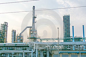 Route M6. Russia. September 20, 2020. Oil and gas refinery with pipeline steel fittings. A close-up view of an industrial oil