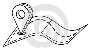 Route Map with GPS Location Pins, vector design Generative AI