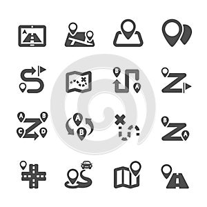 Route map icon set, vector eps10