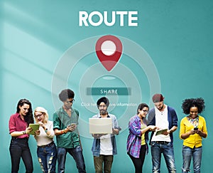 Route Map Navigation Track Places Concept