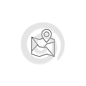 Route on map vector icon symbol isolated on white background