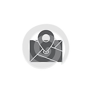 Route on map vector icon symbol isolated on white background