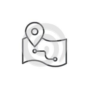 Route on map vector icon symbol isolated on white background