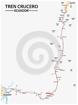 Route plan of the luxury train Tren Cruero in Ecuador photo