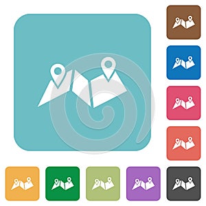 Route plan rounded square flat icons