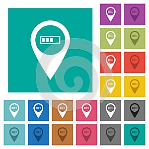 Route planning GPS square flat multi colored icons