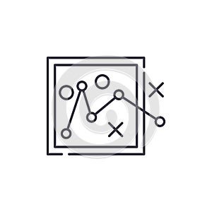 Route planning line icon concept. Route planning vector linear illustration, symbol, sign