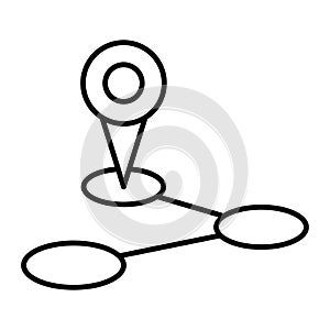 Route planning location icon. The path from a point to the intended goal, many destinations