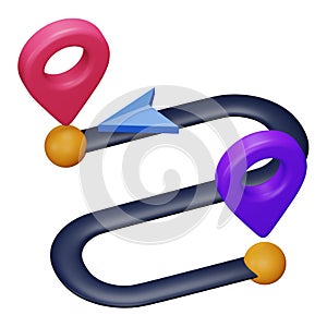 Route point 3d rendering isometric icon.