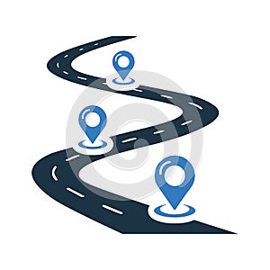 Route, road, location icon. Simple editable vector design isolated on a white background