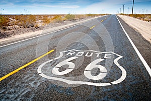 Route 66 road sign in Daggett photo