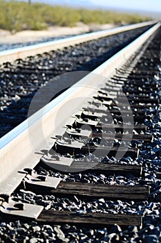 Train tracks, desert, America, Route 66