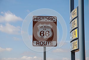 Route 66 sign at gas station near Santa Rosa