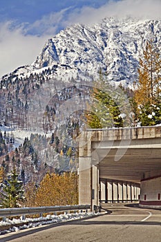 Route to Monte Croce Carnico pass, Alps, Italy