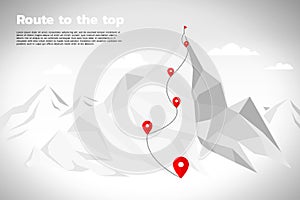 Route to the top of mountain: Concept of Goal, Mission, Vision, Career path, Polygon dot connect line style