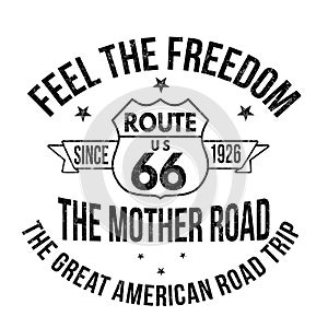 Route 66 typography for t-shirt print photo
