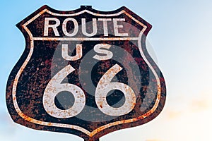 Route US 66 street sign in America