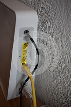 Router with cables and connectors flashes continuously