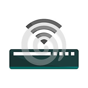 Router device equipment. Wi Fi signal symbol. Network data Vector. Wireless connection hardware.