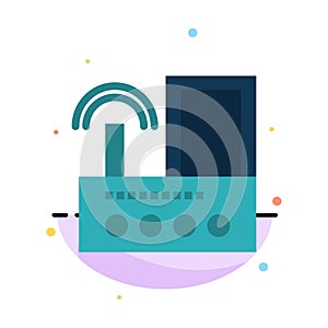 Router, Device, Signal, Wifi, Radio Abstract Flat Color Icon Template