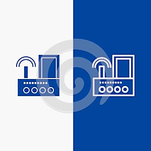 Router, Device, Signal, Wifi, Radio Line and Glyph Solid icon Blue banner Line and Glyph Solid icon Blue banner