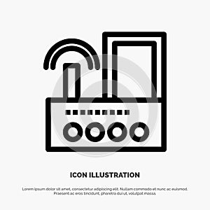 Router, Device, Signal, Wifi, Radio Line Icon Vector