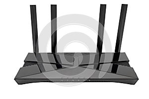 A router with four antennas isolated on a white background