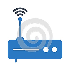 Router glyph color flat vector icon