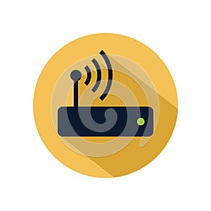 Router hotspot icon vector isolated on yellow circle. Wifi router icon for web and mobile phone