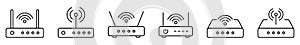 Router icon. Router related signal line icon isolated, wifi router.