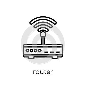 Router icon. Trendy modern flat linear vector Router icon on white background from thin line Internet Security and Networking col