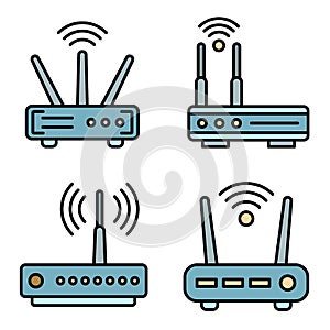 Router icons vector flat