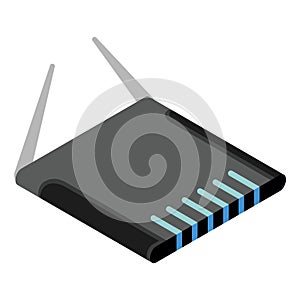 Router isometric icon. Vector wifi router, internet modem for web design isolated on white background