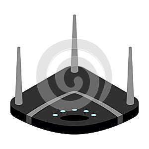 Router isometric icon. Vector wifi router, internet modem for web design isolated on white background