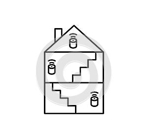 Router mesh icon,  line color vector illustration