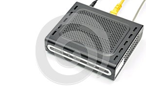 Router modem for connecting to the local and global Internet on a white background