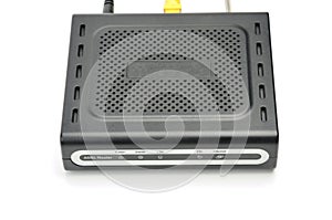Router modem for connecting to the local and global Internet on a white background