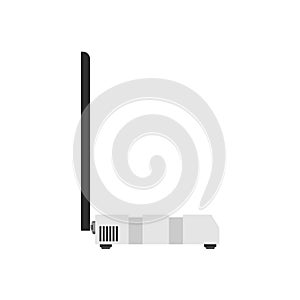 Router side view vector icon connection access isolated white. Firewall gateway security network internet equipment