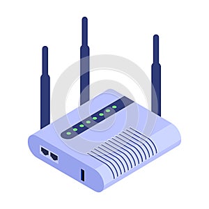 Router vector icon. Isometric vector icon isolated on white background router.