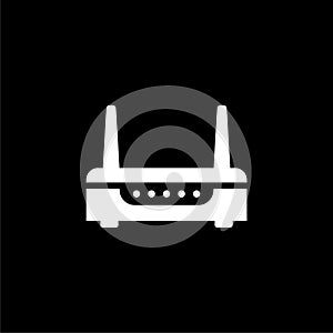 Router and wi-fi signal symbol icon isolated on black background