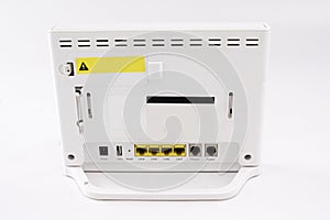 Router for wireless connection of devices to the Internet, on white. White Background