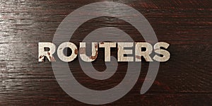 Routers - grungy wooden headline on Maple - 3D rendered royalty free stock image