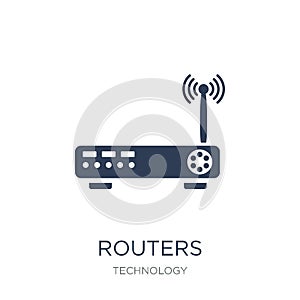 Routers icon. Trendy flat vector Routers icon on white background from Technology collection