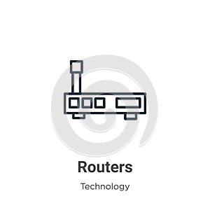 Routers outline vector icon. Thin line black routers icon, flat vector simple element illustration from editable technology