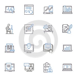 Routine process line icons collection. Automate, Synchronize, Consistency, Repetitive, Efficiency, Streamline