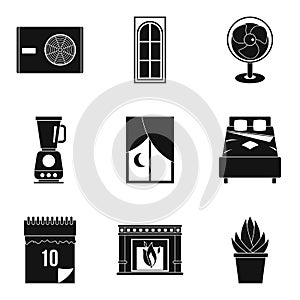 Routine work icons set, simple style
