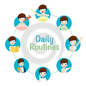 The Daily Routines Of Boy On Circle Chart