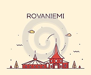 Rovaniemi skyline Finland vector city linear style photo