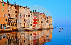 Rovinj, Croatia. Antique medieval houses at Adriatic sea